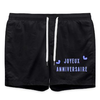 HAPPY BIRTHDAY. JOYEUX ANNIVERSAIRE. ANNIVERSAIRE. - Short de bain - noir - Devant - AI Model Male 185 light (185cm)