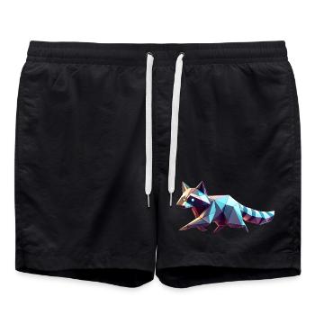 raton laveur origami géométrique 3d - Short de bain - noir - Devant - AI Model Male 185 light (185cm)