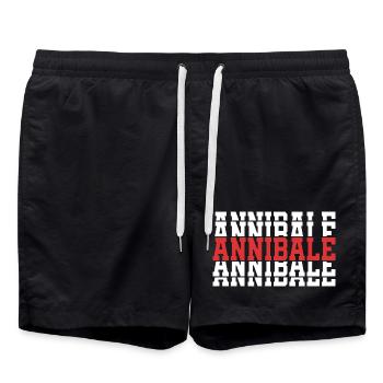 t-shirt Annibale t-shirt gift stacked text - Swim Trunks - black - Front - AI Model Male 185 light (185cm)