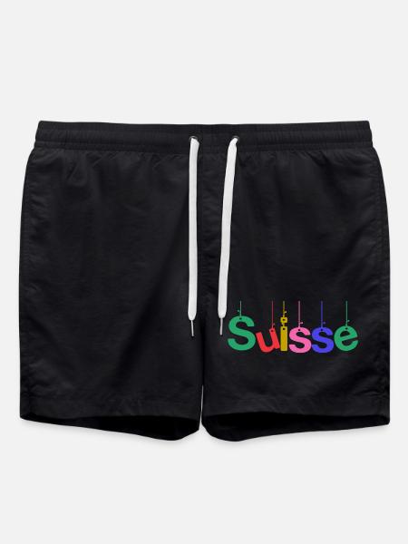 SUISSE. PAYS. GENEVE. HUMOUR. DRAPEAU - Short de bain - noir