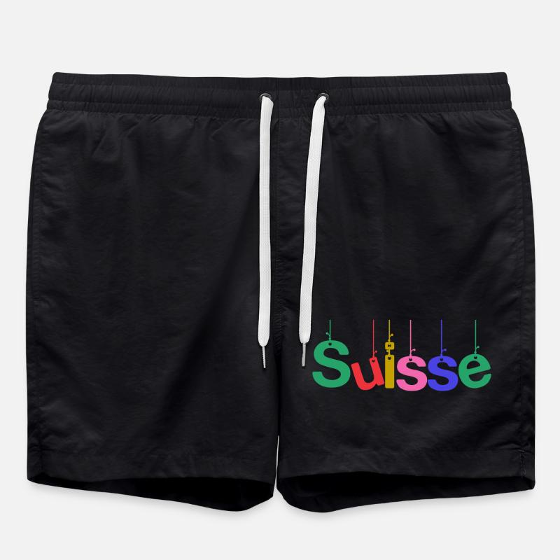 SUISSE. PAYS. GENEVE. HUMOUR. DRAPEAU - Short de bain - noir