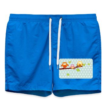 Kleine Eulen mit Sternchen mint | personalisierbar - Badeshorts - Cobalt blue - Vorne