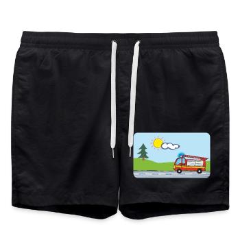 Fire Brigade Fire Truck Emergency Vehicles - Swim Trunks - black - Front - AI Model Male 185 light (185cm)