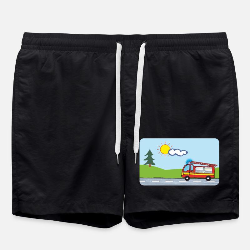 Fire Brigade Fire Truck Emergency Vehicles - Swim Trunks - black