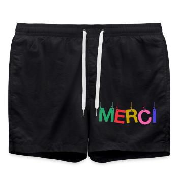 VIELEN DANK. GELIEBTE. MEISTER. DANKE, HERRIN - Badeshorts - Schwarz - Vorne - AI Model Male 185 light (185cm)