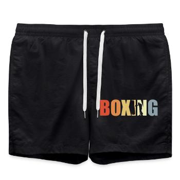 Boxe Vintage Look - Short de bain - noir - Devant - AI Model Male 185 light (185cm)