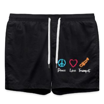 Frieden Liebe Trompete - Badeshorts - Schwarz - Vorne - AI Model Male 185 light (185cm)