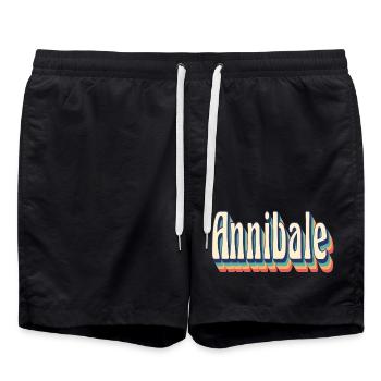 Vintage retro Annibale t-shirt t-shirt - Swim Trunks - black - Front - AI Model Male 185 light (185cm)