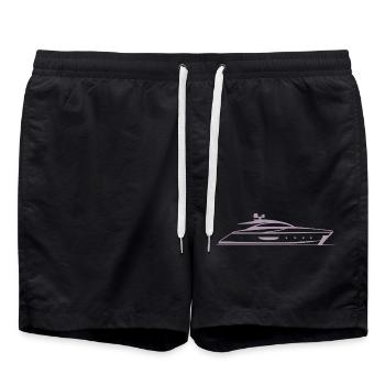 Bateau à moteur Yacht Silhouette Design Minimal - Short de bain - noir - Devant - AI Model Male 185 light (185cm)