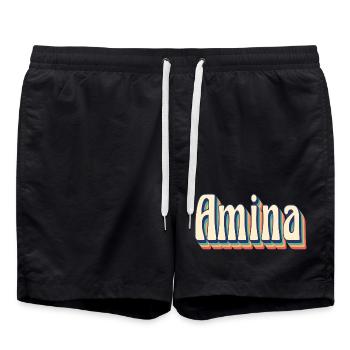 Amina t-shirt retro vintage t-shirt gift idea - Swim Trunks - black - Front - AI Model Male 185 light (185cm)