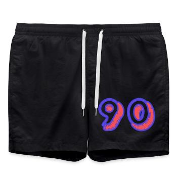 90. 90 JAHRE. 90-JÄHRIGES JUBILÄUM. 90-JÄHRIGES JUBILÄUM. - Badeshorts - Schwarz - Vorne - AI Model Male 185 light (185cm)