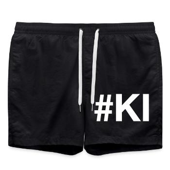 KI künstliche Intelligenz Artificial Intelligence - Badeshorts - Schwarz - Vorne - AI Model Male 185 light (185cm)