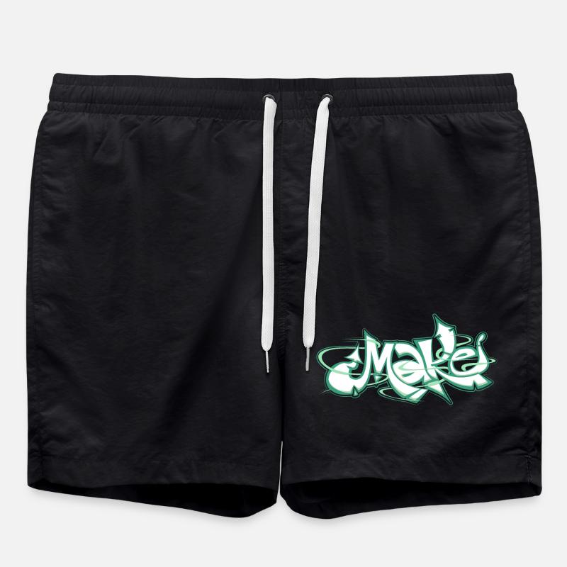Green word make graffiti - Swim Trunks - black