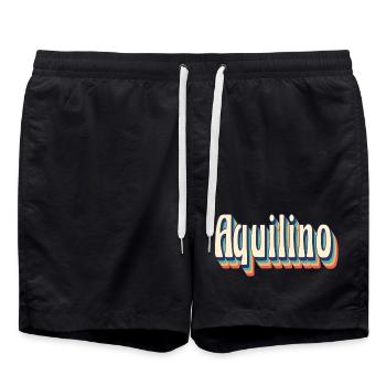 Vintage Retro Aquilino T-Shirt Geschenk T-Shirt - Badeshorts - Schwarz - Vorne - AI Model Male 185 light (185cm)
