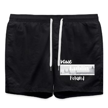 Visit Lublin Poland - Swim Trunks - black - Front - AI Model Male 185 light (185cm)