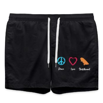 Peace Love Skateboard - Swim Trunks - black - Front - AI Model Male 185 light (185cm)