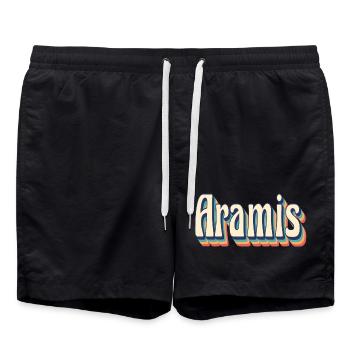 Vintage Retro Aramis T-Shirt T-Shirt Gift Idea - Swim Trunks - black - Front - AI Model Male 185 light (185cm)