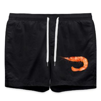 rosarote Garnele oder Shrimp von Hand gezeichnet - Badeshorts - Schwarz - Vorne - AI Model Male 185 light (185cm)