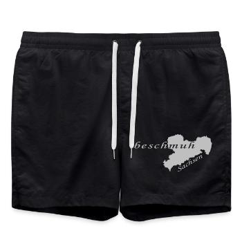 Beschmuh - Sachsen - Sächsisch - Dialekt - Badeshorts - Schwarz - Vorne - AI Model Male 185 light (185cm)