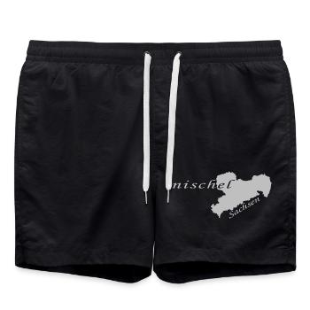 Nischel - Kopf - Däähds - Sächsisch - Dialekt - Badeshorts - Schwarz - Vorne - AI Model Male 185 light (185cm)