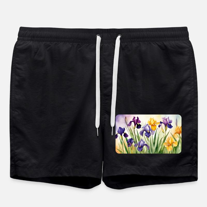 Iris Romantiques - Aquarelles - Short de bain - noir