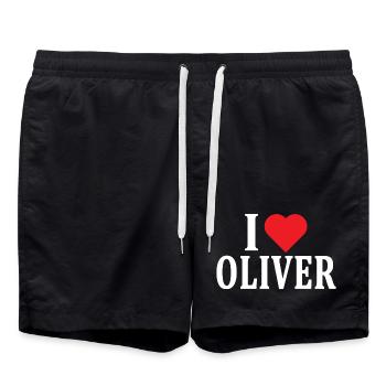t-shirt I love Oliver t-shirt gift idea - Swim Trunks - black - Front - AI Model Male 185 light (185cm)