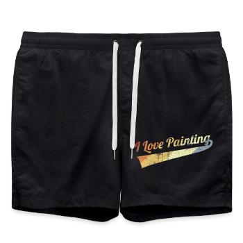 I Love Painting - Badeshorts - Schwarz - Vorne - AI Model Male 185 light (185cm)