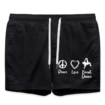 Peace Love Break Dance - Badeshorts - Schwarz - Vorne - AI Model Male 185 light (185cm)
