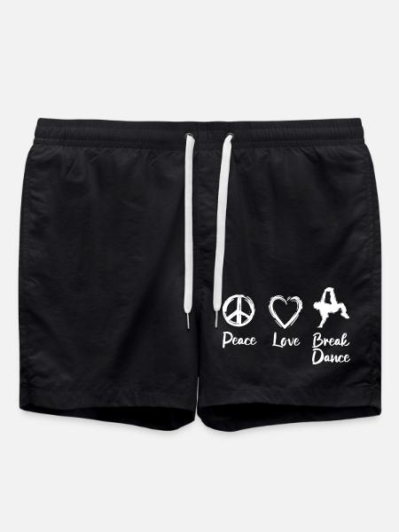 Peace Love Break Dance - Swim Trunks - black