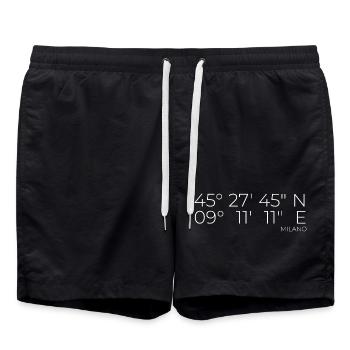 coordinates Milano, Italy - Swim Trunks - black - Front - AI Model Male 185 light (185cm)
