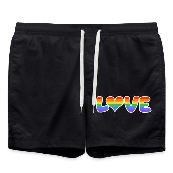Rainbow Love Lettering - Swim Trunks - black - Front - AI Model Male 185 light (185cm)