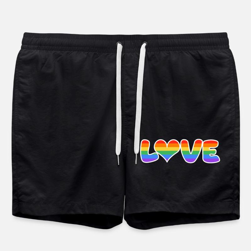 RegenbogenLiebe Schriftzug - Badeshorts - Schwarz