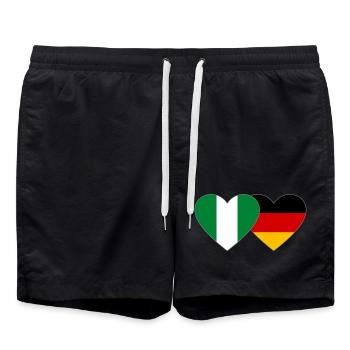 Drapeau du Nigeria Allemagne Coeur - Short de bain - noir - Devant - AI Model Male 185 light (185cm)