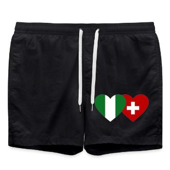 Nigeria Suisse Drapeau Coeur - Short de bain - noir - Devant - AI Model Male 185 light (185cm)