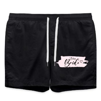 Bride -Team Bride! Personalisierbar - Badeshorts - Schwarz - Vorne - AI Model Male 185 light (185cm)