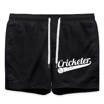 Funny cricketer - Swim Trunks - black - Front - AI Model Male 185 light (185cm)