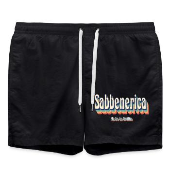 Sicilia sabbenerica T-Shirt Sizilianischer Gruß - Badeshorts - Schwarz - Vorne - AI Model Male 185 light (185cm)