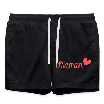 MAMAN. FÊTE DES MÈRES. COEUR. BONNE FÊTE - Short de bain - noir - Devant - AI Model Male 185 light (185cm)