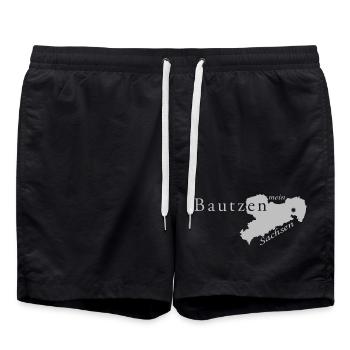 Bautzen - Mein Sachsen - Heimatstadt - Badeshorts - Schwarz - Vorne - AI Model Male 185 light (185cm)