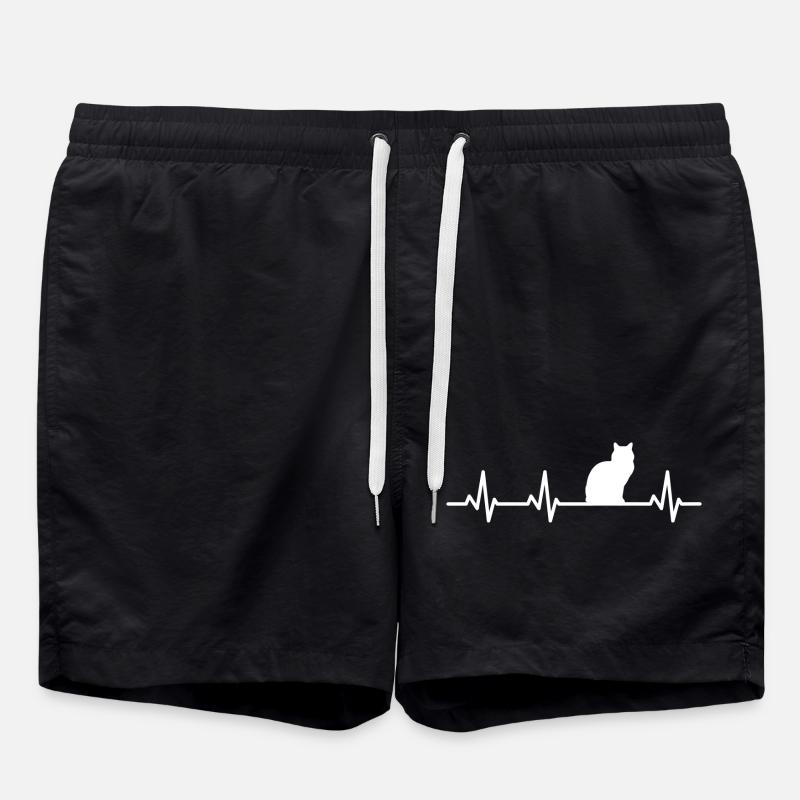 Cat Heartbeat - Swim Trunks - black