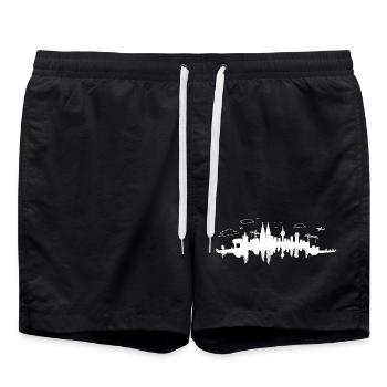 Skyline of Cologne - Swim Trunks - black - Front - AI Model Male 185 light (185cm)
