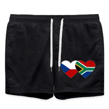 République tchèque Afrique du Sud Drapeau Coeur - Short de bain - noir - Devant - AI Model Male 185 light (185cm)