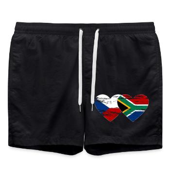 République tchèque Afrique du Sud drapeau coeur utilisé - Short de bain - noir - Devant - AI Model Male 185 light (185cm)
