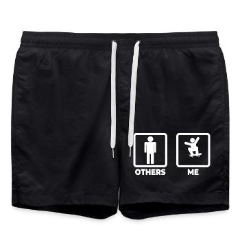 Skateboarding Stick Figure - Swim Trunks - black - Front - AI Model Male 185 light (185cm)