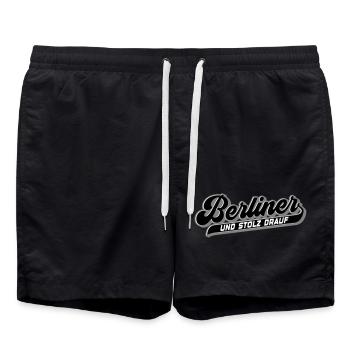 Berliner und Stolz drauf | Farben änderbar - Badeshorts - Schwarz - Vorne - AI Model Male 185 light (185cm)
