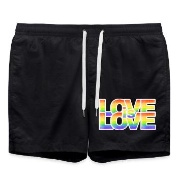 Regenbogen Liebe Schriftzug - Badeshorts - Schwarz - Vorne - AI Model Male 185 light (185cm)