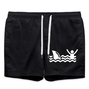 T Shirt Requin natation secours fun surf beach - Short de bain - noir - Devant - AI Model Male 185 light (185cm)