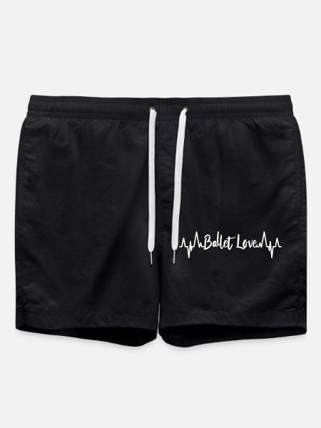 Ballet Love ECG Cardiogram - Swim Trunks - black