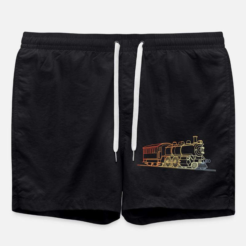 Lokomotive Retro Stil - Badeshorts - Schwarz