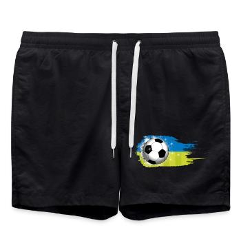 Football - Bleu Vert - Conception de coup de pinceau - Short de bain - noir - Devant - AI Model Male 185 light (185cm)